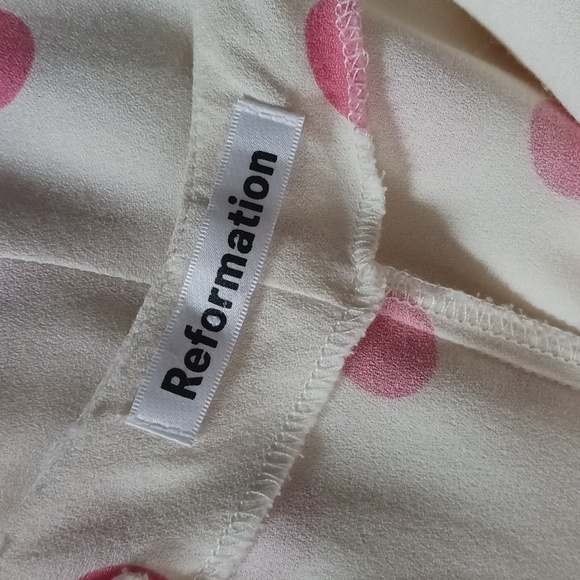 Reformation Wh Pink Dots Cream Slip Dress . - Picture 7 of 8